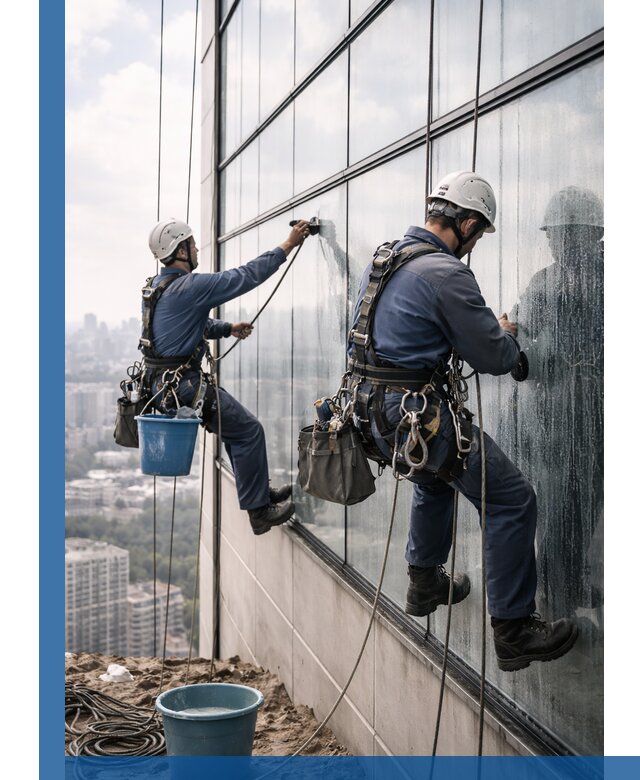 Профессиональная мойка фасадных окон альпинистами в Саратове