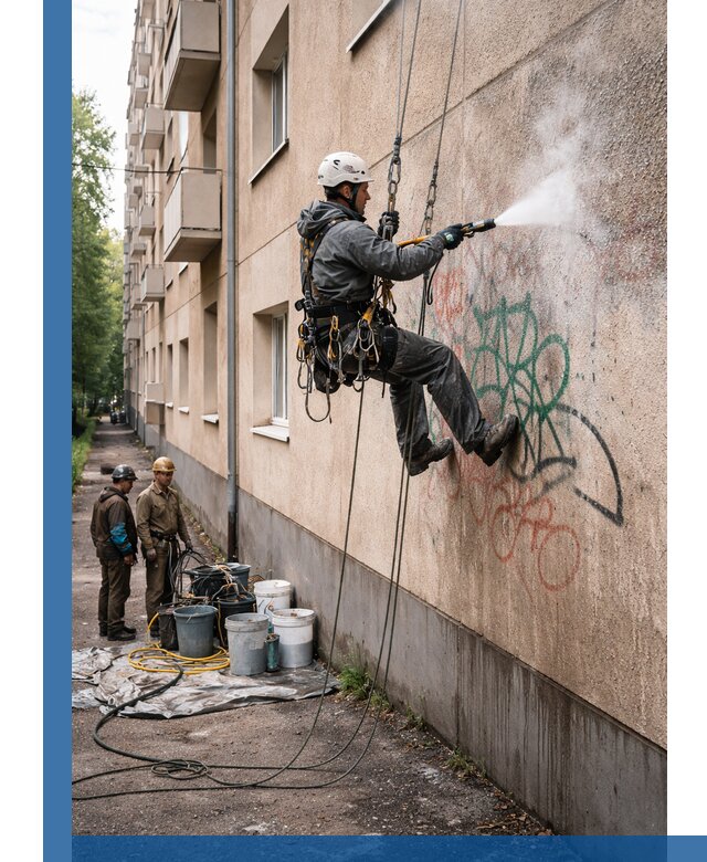 Удаление граффити с фасада в Саратове без следов и повреждений