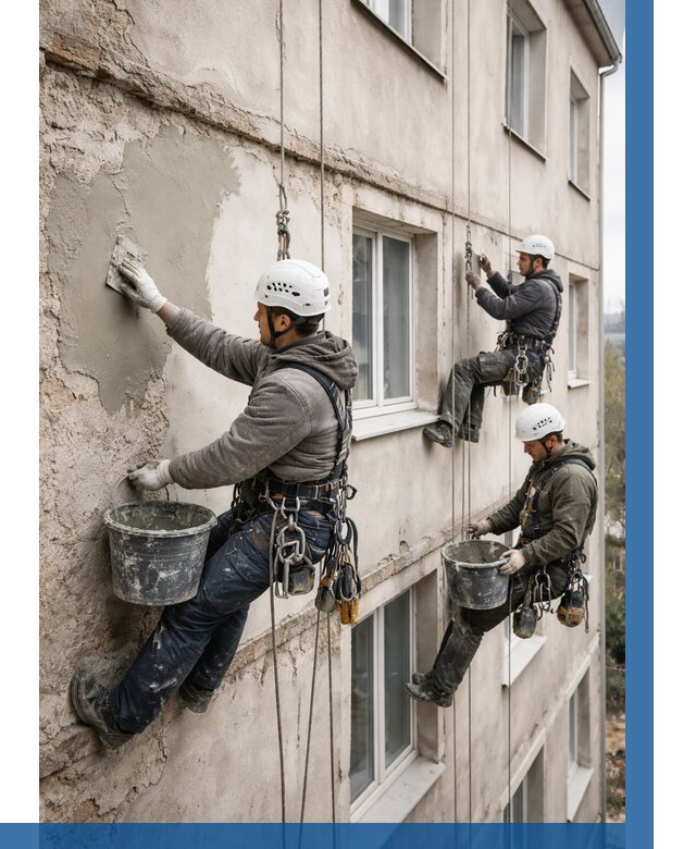 Ремонт штукатурного фасада в Саратове от 767 р. под ключ | ВЫСОТНИК-Срт