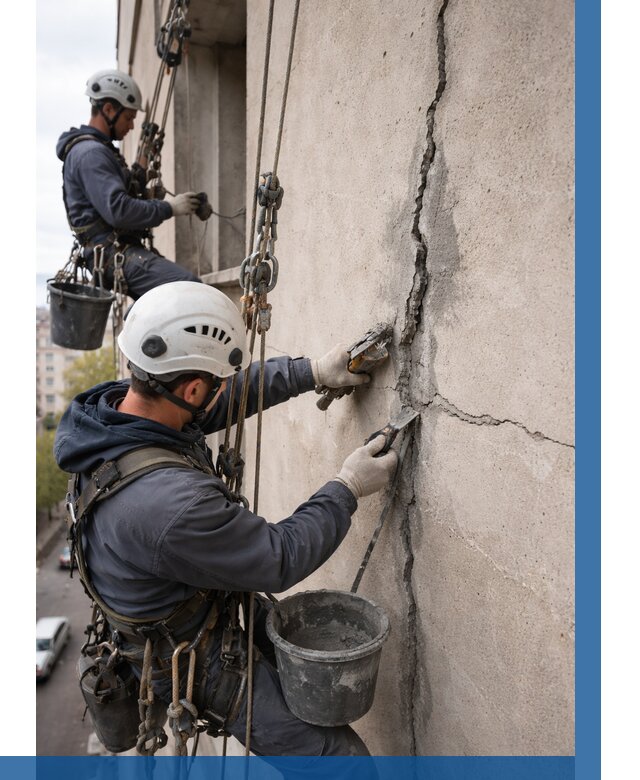 Заделка трещин на фасаде в Саратове от 921 р. | ВЫСОТНИК-Срт