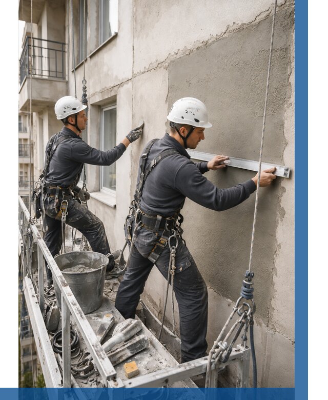 Штукатурка фасада на высоте в Саратове от 921 р. | ВЫСОТНИК-Срт