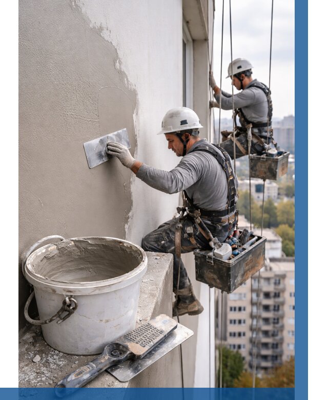 Шпаклевка фасада на высоте в Саратове от 716 р. | ВЫСОТНИК-Срт