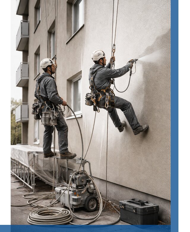 Безвоздушная покраска фасада в Саратове от 225 р/м² | ВЫСОТНИК-Срт