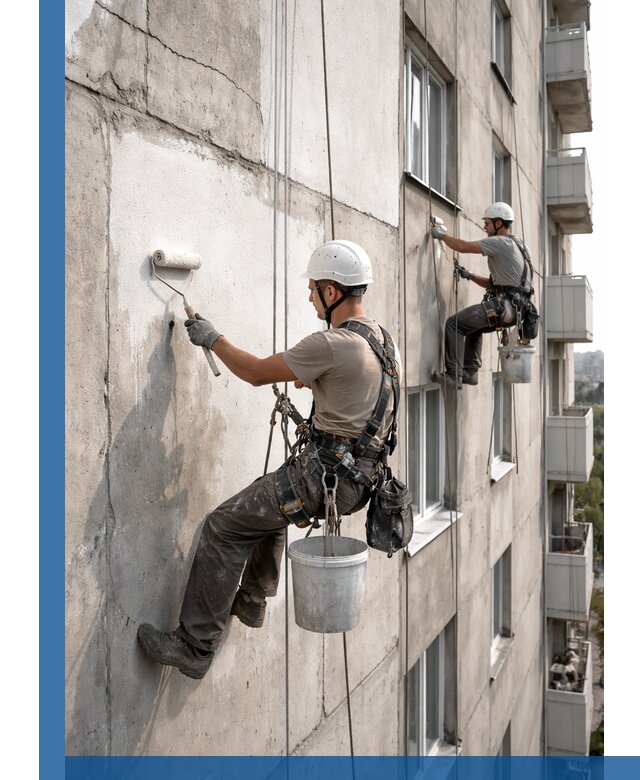 Покраска бетонного фасада в Саратове для жилых и промышленных объектов