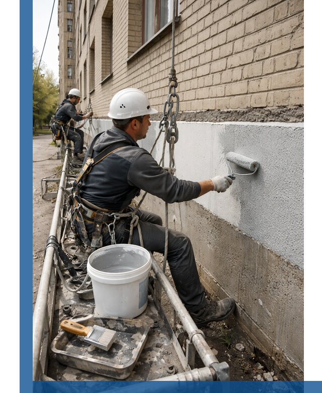 Окраска цоколя здания в Саратове профессионально и надежно