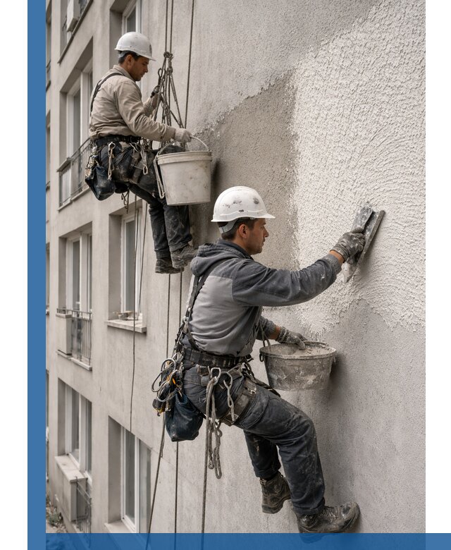 Нанесение декоративной штукатурки короед на фасад в Саратове