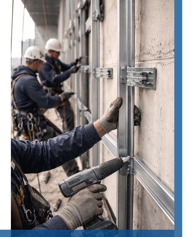 Монтаж подсистемы вентфасада в Саратове от 870 р. | ВЫСОТНИК-Срт