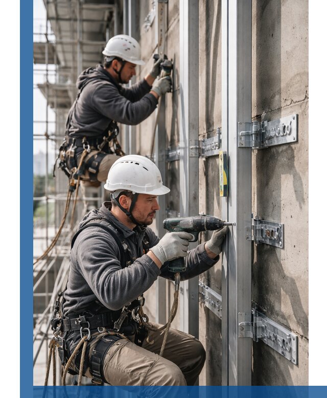 Монтаж и крепление подсистемы вентфасада в Саратове