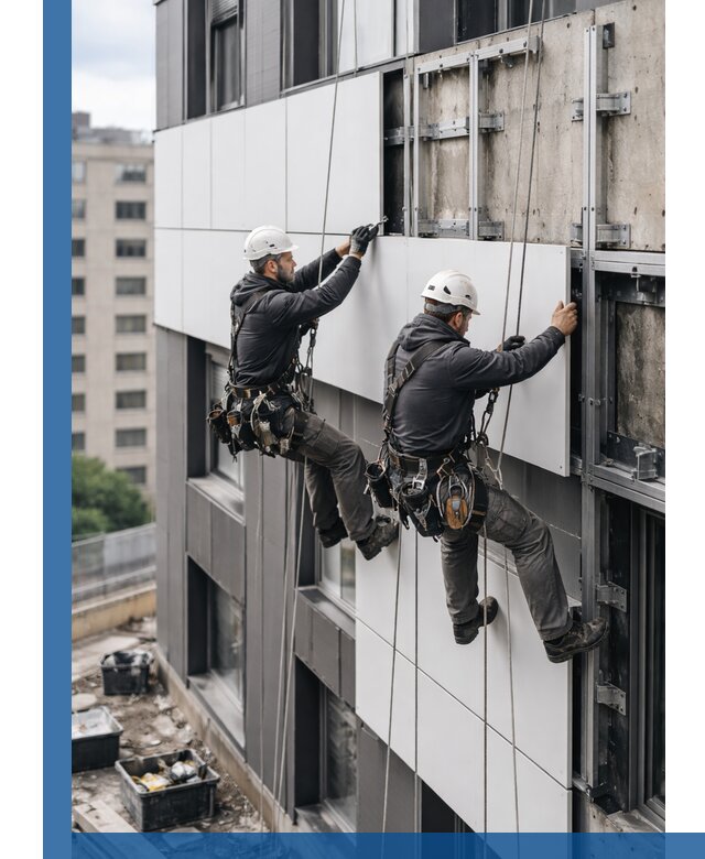 Монтаж композитных панелей фасада в Саратове под ключ