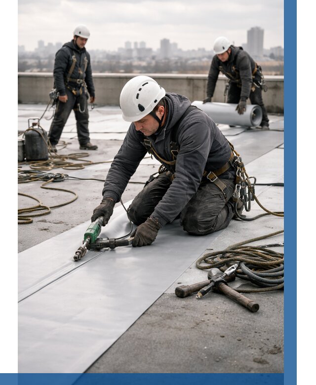 Ремонт мембранной кровли в Саратове от 1842 р./м2 | ВЫСОТНИК-Срт