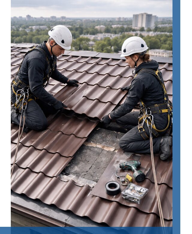 Ремонт металлочерепицы на крыше в Саратове от 921 р. | ВЫСОТНИК-Срт