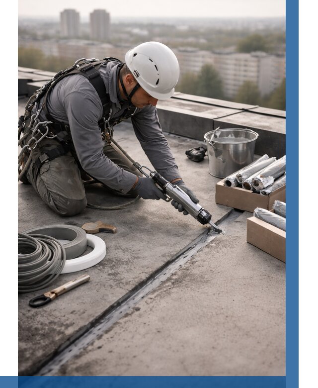 Герметизация швов кровли в Саратове от 460 р./м2 | ВЫСОТНИК-Срт