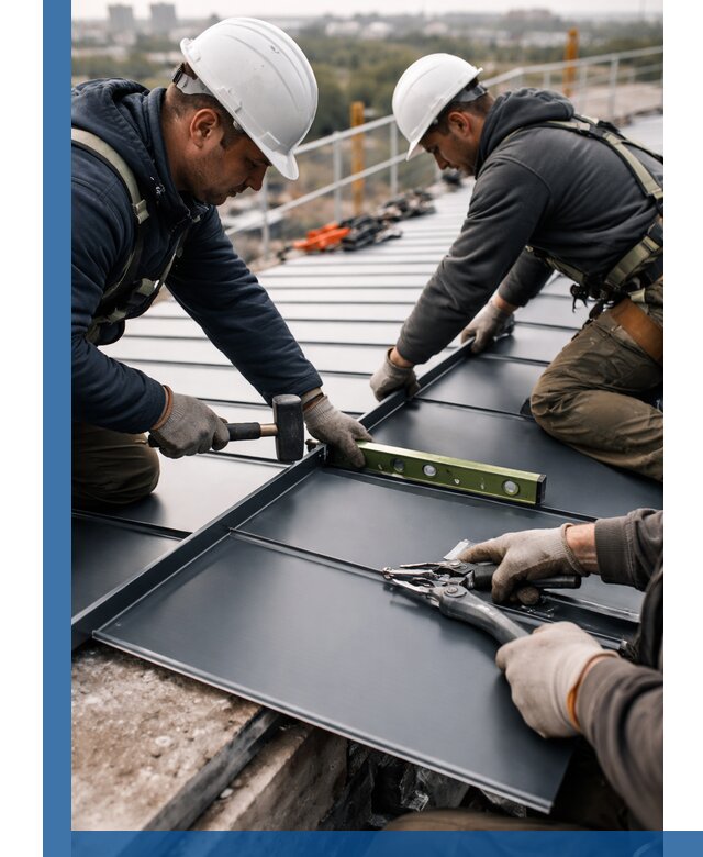 Монтаж фальцевой кровли в Саратове для промышленных зданий