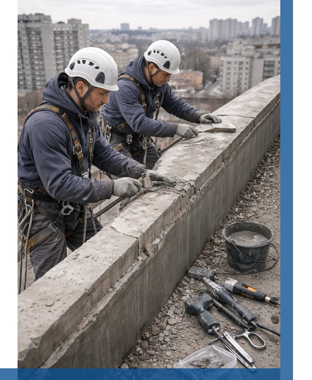 Ремонт парапета на кровле в Саратове от 1535 р. | ВЫСОТНИК-Срт