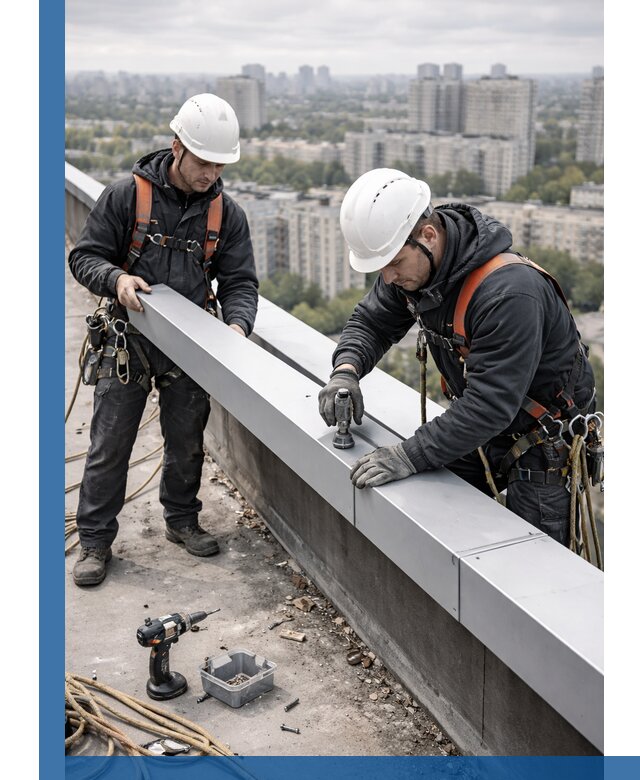 Монтаж парапетных крышек и ограждений кровли в Саратове