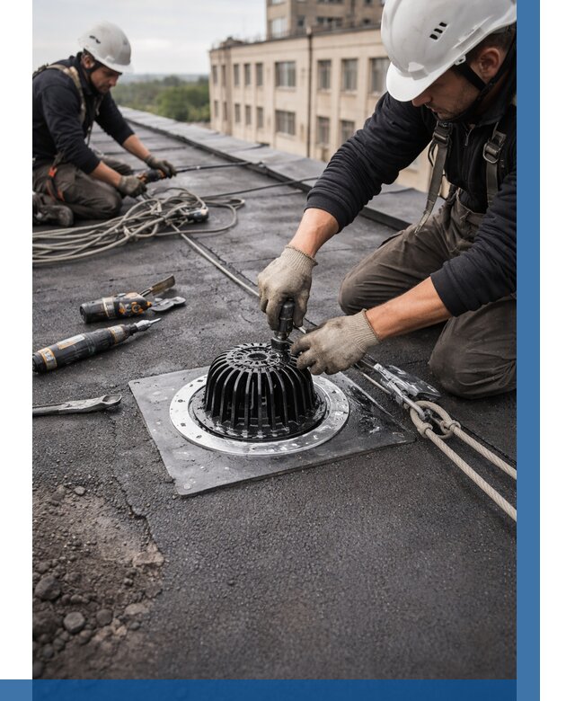 Установка водосточных воронок в Саратове цена от 3582 р. | ВЫСОТНИК-Срт