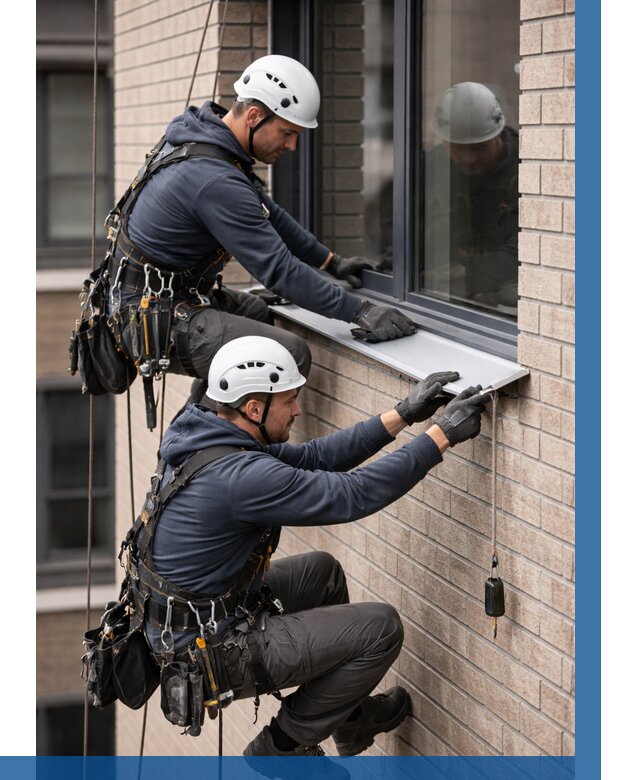 Монтаж оконных отливов под ключ в Саратове от 3582 р. | ВЫСОТНИК-Срт