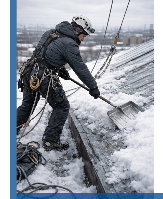Профессиональная очистка кровли от снега и наледи в Саратове