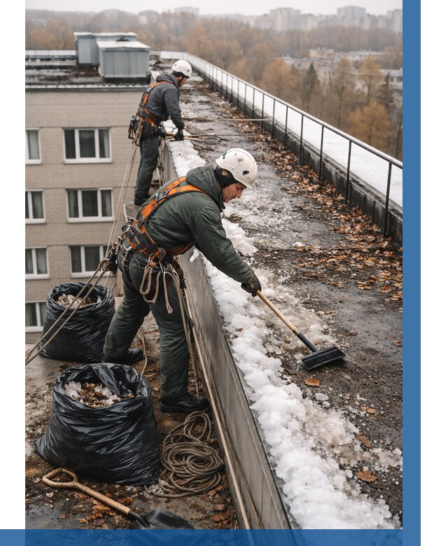 Очистка кровли по периметру в Саратове от 563 р. | ВЫСОТНИК-Срт