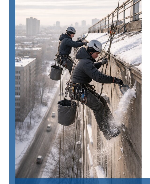 Очистка карнизов от снега в Саратове профессионально и безопасно