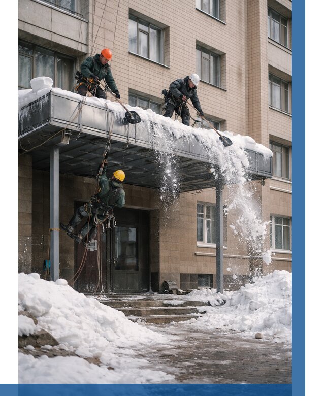 Очистка козырьков от снега в Саратове от 3582 р. | ВЫСОТНИК-Срт