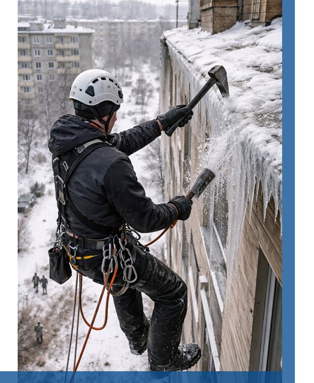 Сбивание сосулек с крыши в Саратове по цене от 4605 р. | ВЫСОТНИК-Срт