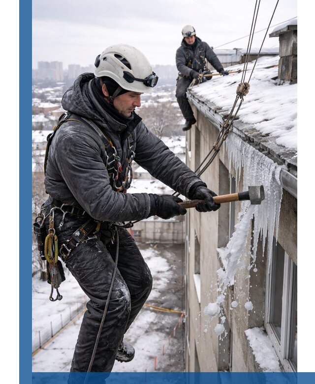 Сбивание и удаление сосулек с крыши в Саратове безопасно