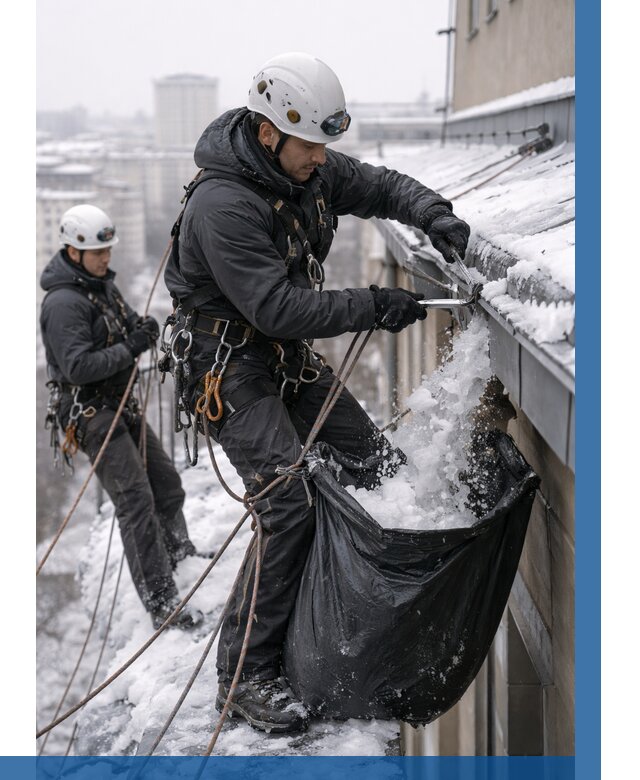 Аварийная очистка крыши в Саратове под ключ от 307 р. | ВЫСОТНИК-Срт