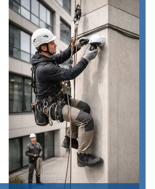 Монтаж камер видеонаблюдения на фасаде в Саратове от 8698 р.-ВЫСОТНИК-Срт