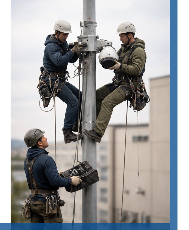 Установка видеокамер на мачте в Саратове от 8698 р. | ВЫСОТНИК-Срт