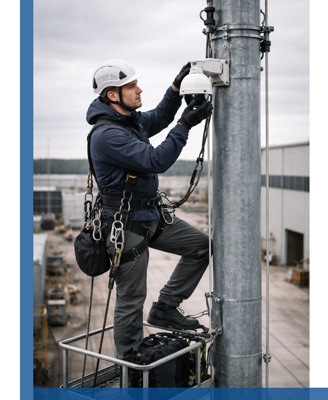Профессиональная установка видеокамер на мачте в Саратове