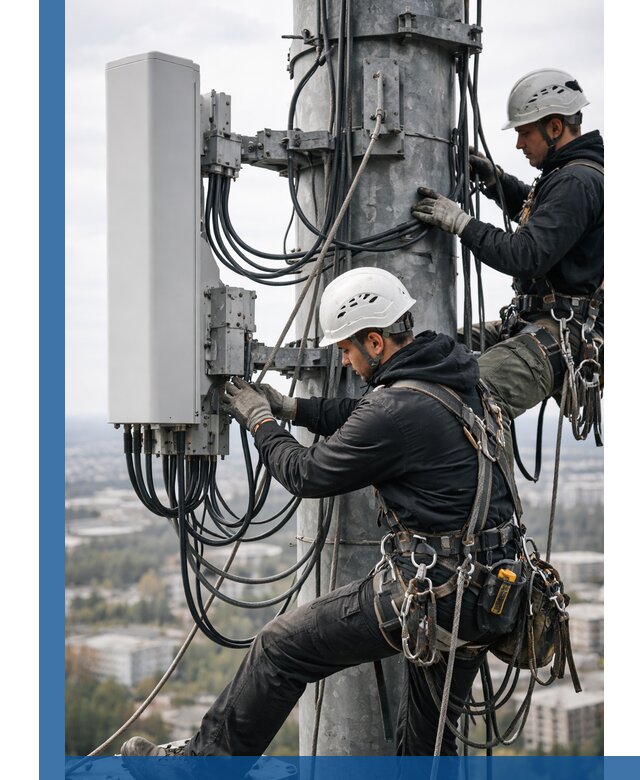 Монтаж оборудования связи на мачте в Саратове с пусконаладкой