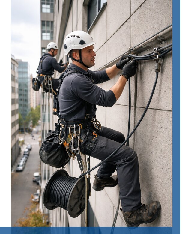 Прокладка кабеля по фасаду в Саратове от 358 р. | ВЫСОТНИК-Срт