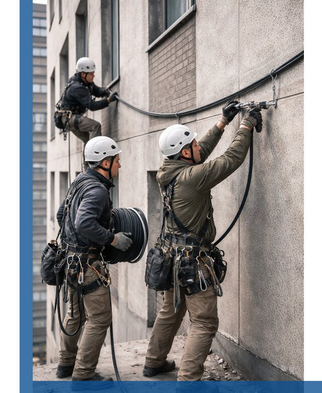 Прокладка кабеля по фасаду в Саратове, профессиональный монтаж