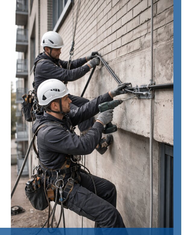 Крепление кабеля на фасаде в Саратове от 358 р. | ВЫСОТНИК-Срт