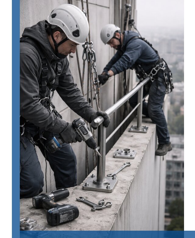 Монтаж перил на высоте в Саратове для жилых и промобъектов