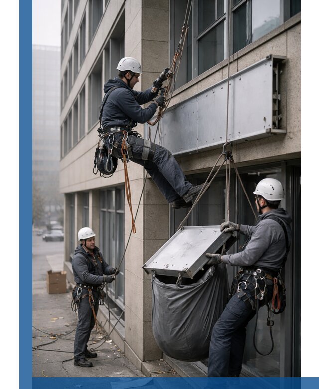 Демонтаж рекламной вывески с высотными работами в Саратове