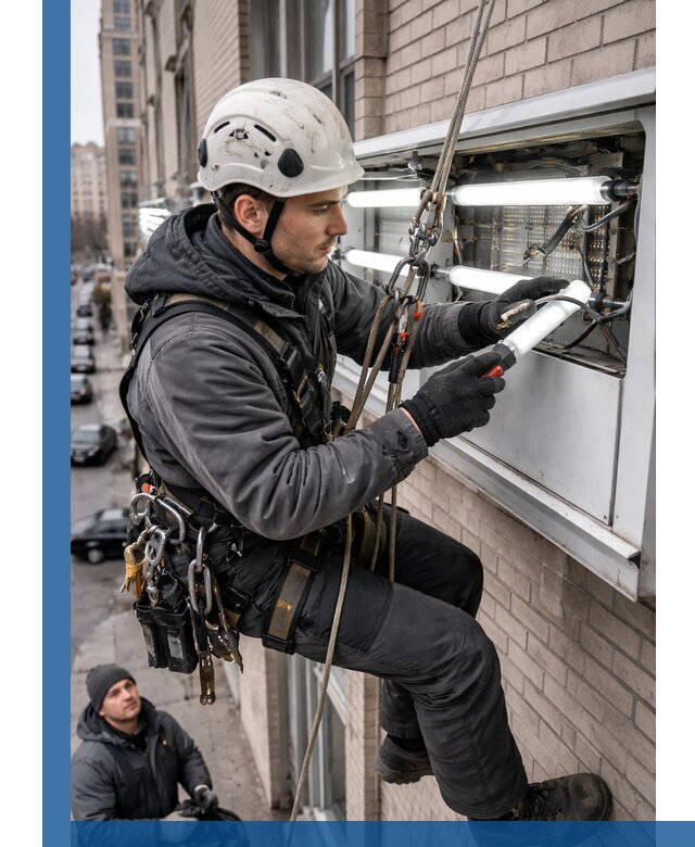Профессиональная замена ламп в наружной вывеске в Саратове