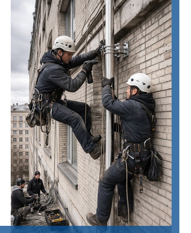 Монтаж флагштока на здании в Саратове от 6651 р. | ВЫСОТНИК-Срт