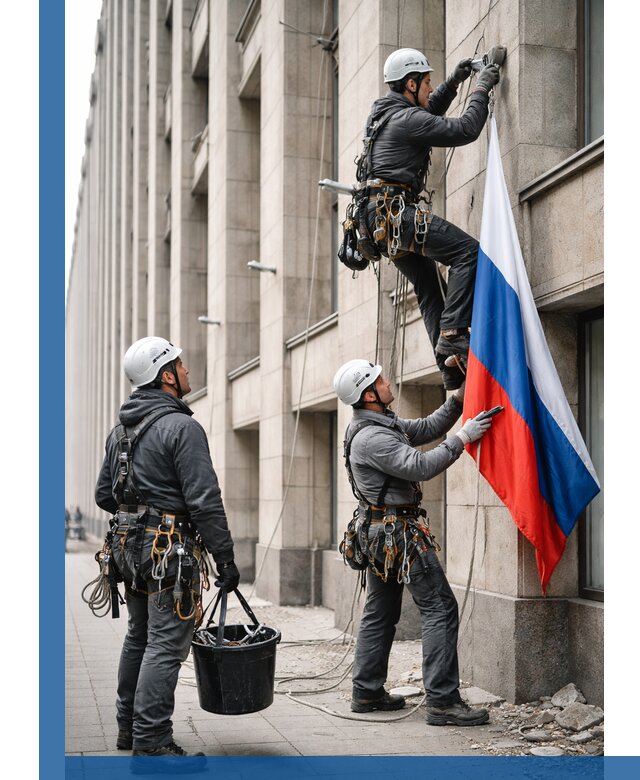 Профессиональная установка флагов на фасаде в Саратове