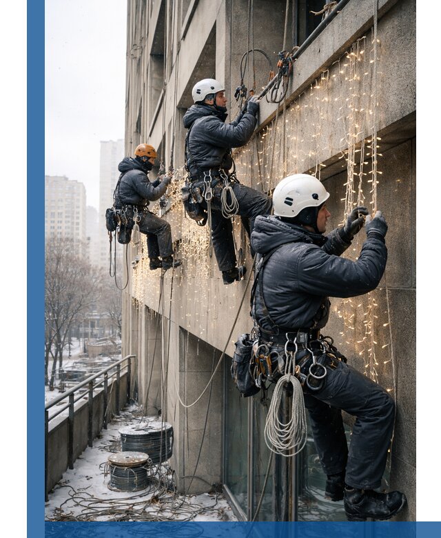 Монтаж новогодней иллюминации и украшение фасадов в Саратове