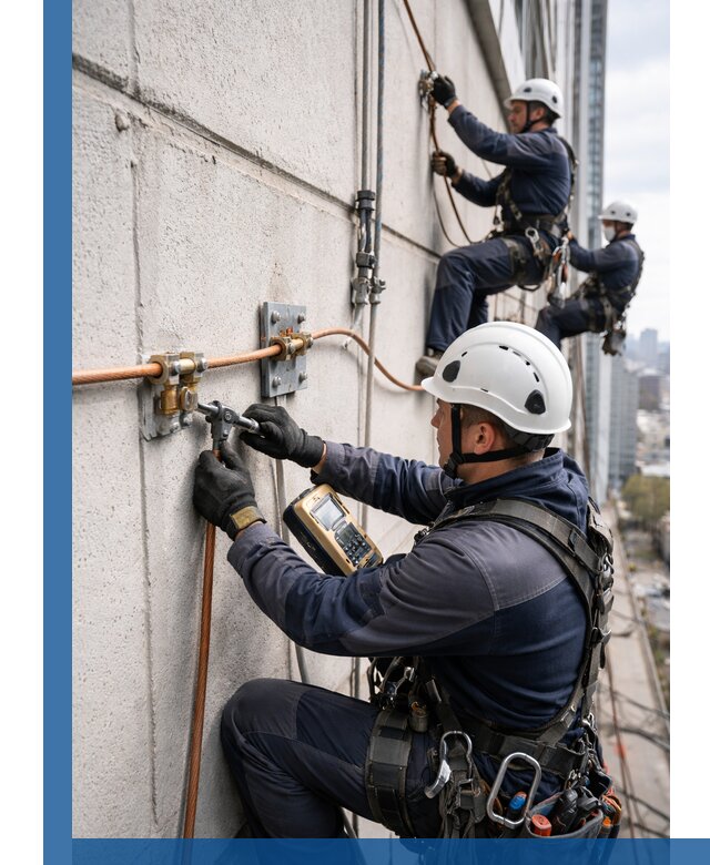 Монтаж системы заземления здания и молниезащиты в Саратове