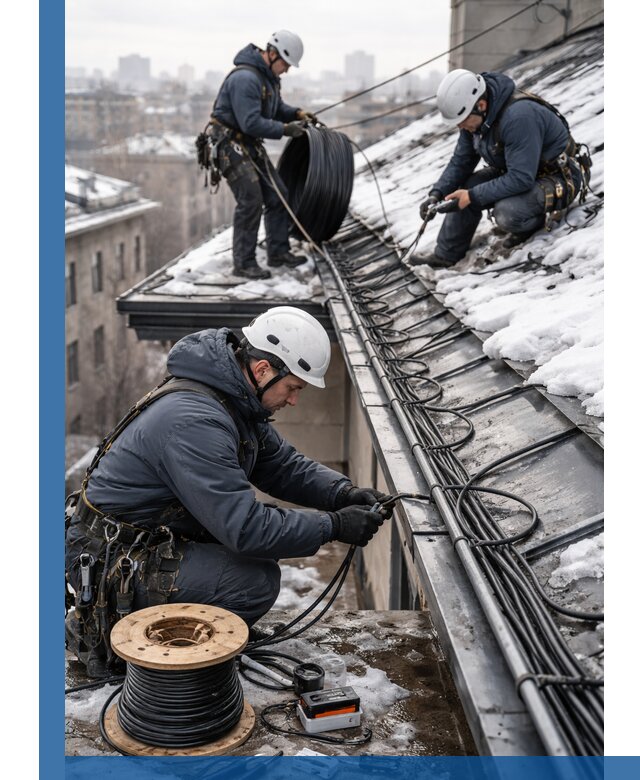 Монтаж греющего кабеля на кровле в Саратове под ключ