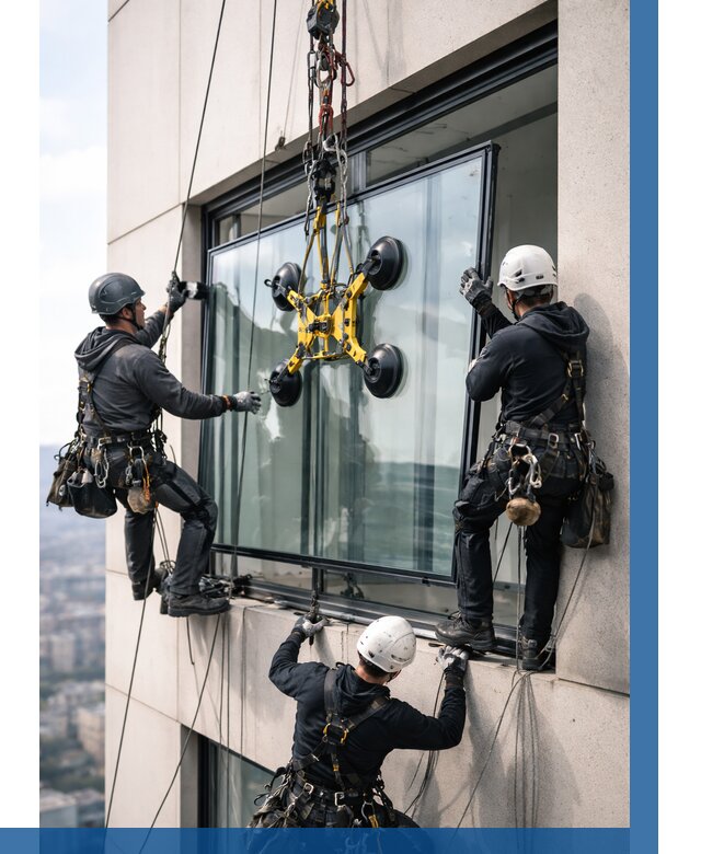 Монтаж стеклопакетов на высоте в Саратове от 3275 р. | ВЫСОТНИК-Срт