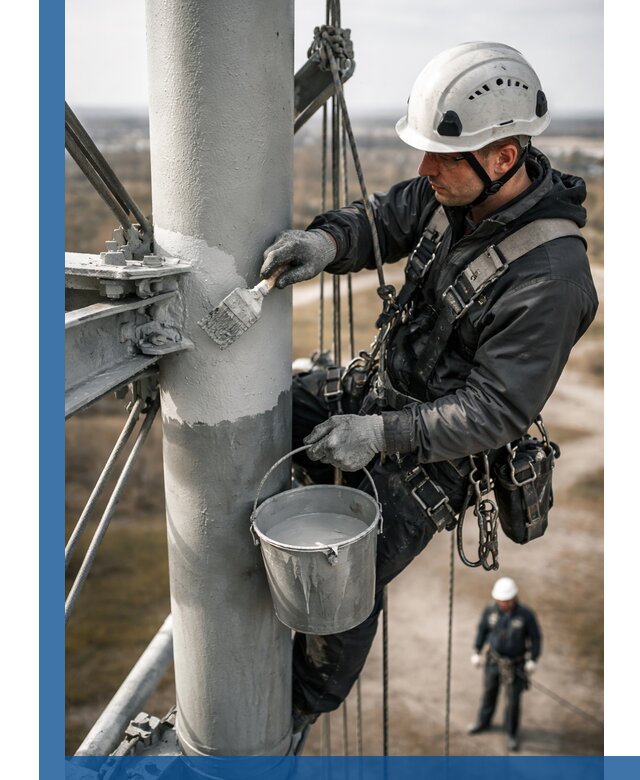Покраска мачт связи в Саратове промышленными альпинистами