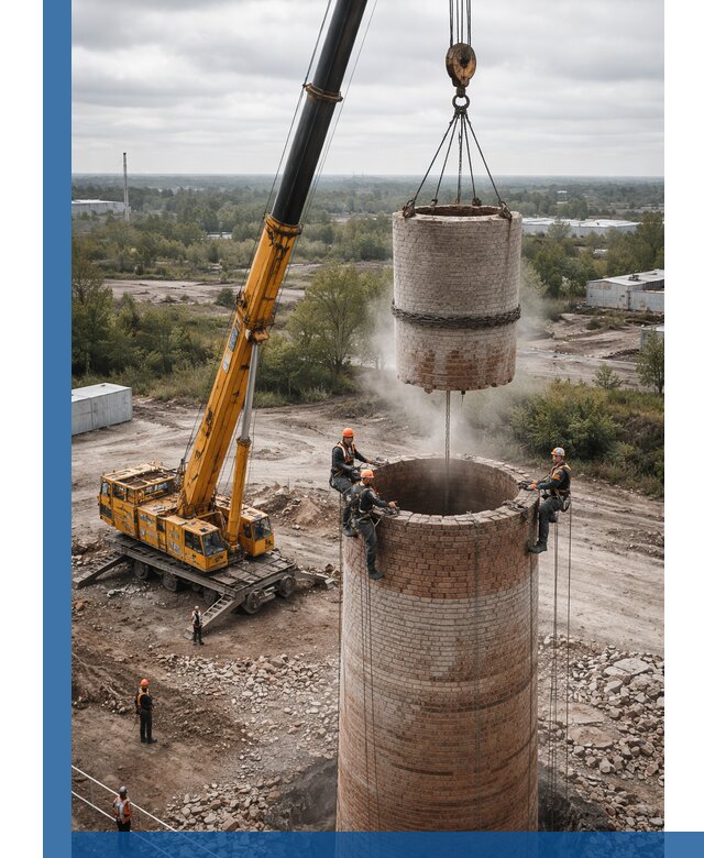 Демонтаж дымовой трубы в Саратове с гарантиями безопасности
