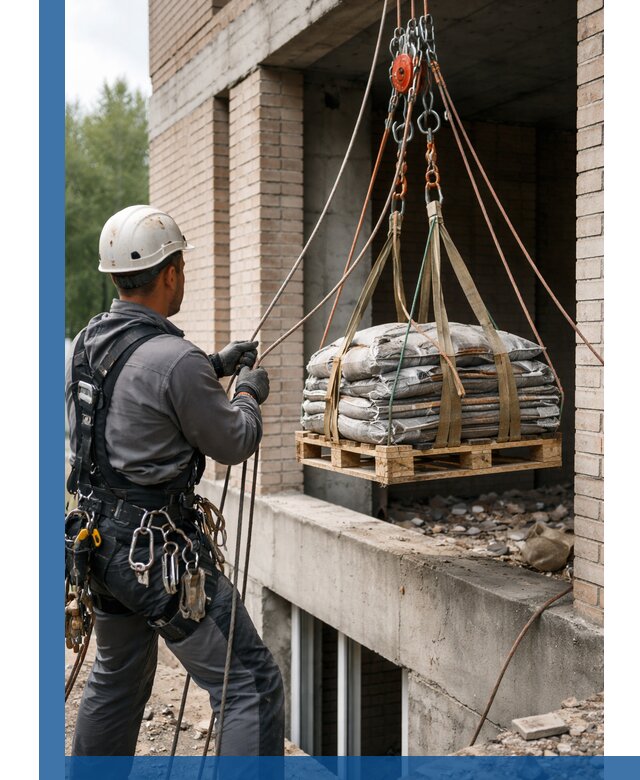 Подъем материалов на этаж веревками в Саратове оперативно