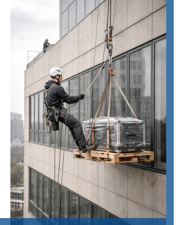 Спуск груза по фасаду в Саратове от 3582 р. | ВЫСОТНИК-Срт