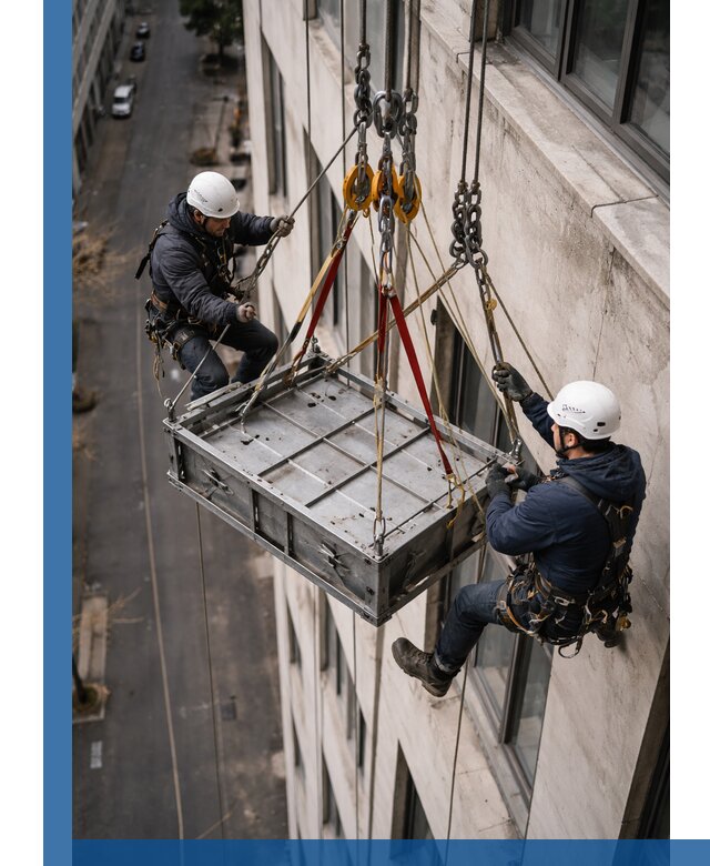 Спуск и подъем грузов по фасаду в Саратове для зданий