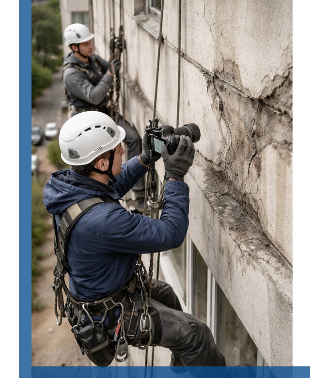 Фотофиксация дефектов фасада с высотной съемкой в Саратове